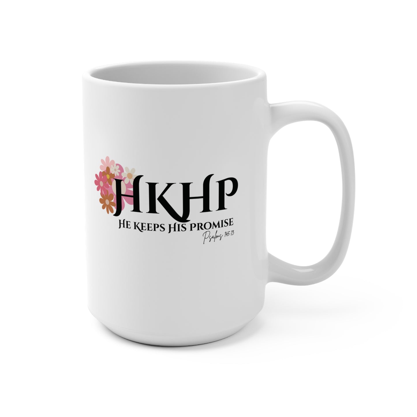Inspirational Floral Coffee Mug - 15oz "He Keeps His Promise"